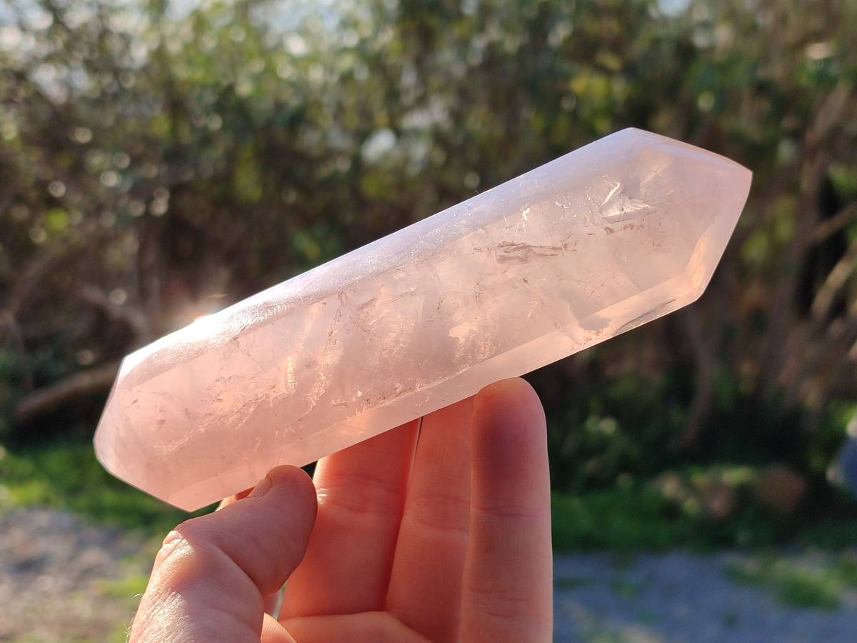 Polished Double Terminated Rose Quartz Points x 6 Madagascar - Toprock Gemstones and Minerals 