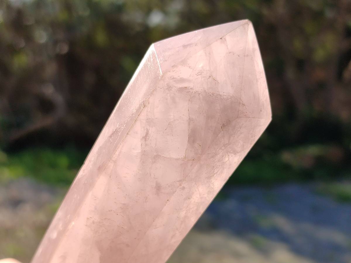 Polished Double Terminated Rose Quartz Points x 6 Madagascar - Toprock Gemstones and Minerals 