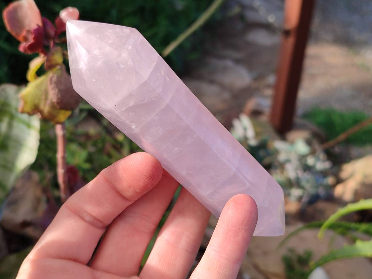 Polished Double Terminated Rose Quartz Points x 6 Madagascar - Toprock Gemstones and Minerals 