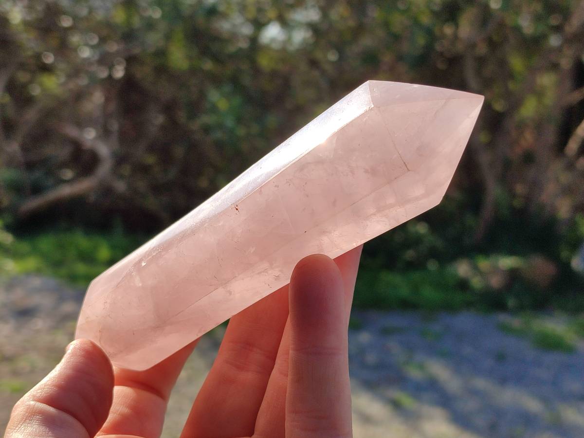 Polished Double Terminated Rose Quartz Points x 6 Madagascar - Toprock Gemstones and Minerals 