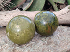 Polished Green Opal Spheres x 3 From Betroka, Madagascar - Toprock Gemstones and Minerals 