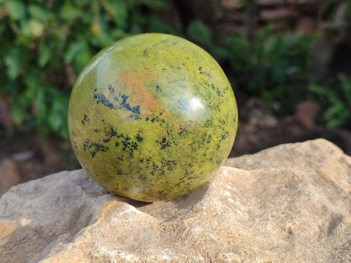 Polished Green Opal Spheres x 3 From Betroka, Madagascar - Toprock Gemstones and Minerals 