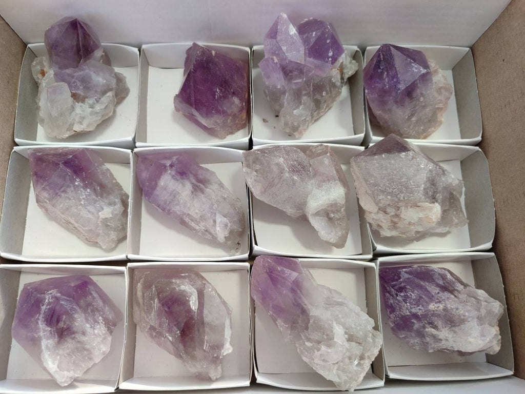 Natural Jacaranda Amethyst Quartz Crystals x 12 From Mumbwa, Zambia - Toprock Gemstones and Minerals 