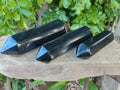 Polished Double Terminated Black Basalt Points x 3 From Madagascar - Toprock Gemstones and Minerals 