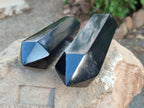 Polished Double Terminated Black Basalt Points x 3 From Madagascar - Toprock Gemstones and Minerals 