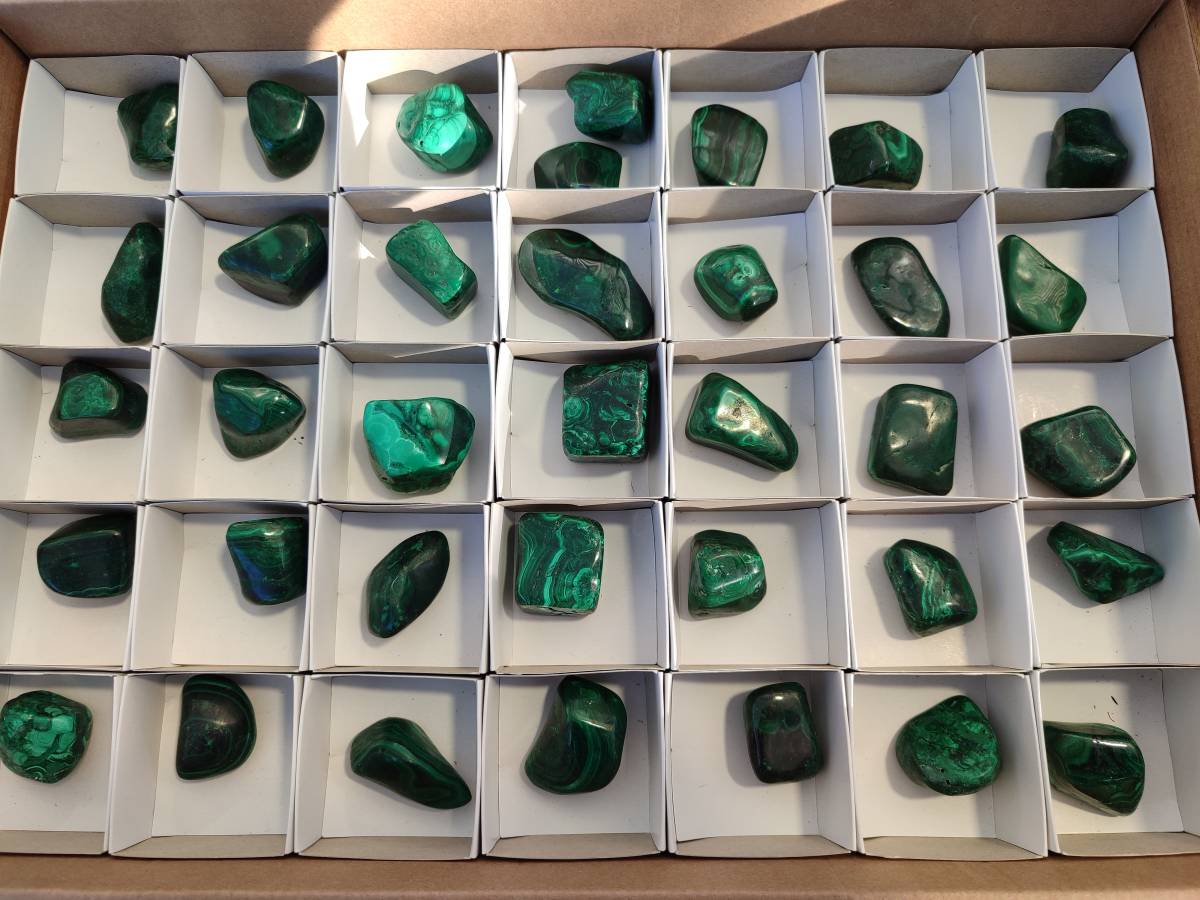 Polished Flower Banded Malachite Tumbled Stones x 35 From Congo - Toprock Gemstones and Minerals 