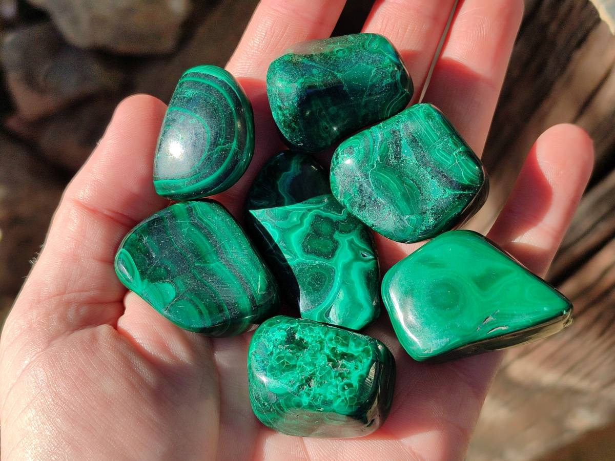 Polished Flower Banded Malachite Tumbled Stones x 35 From Congo - Toprock Gemstones and Minerals 
