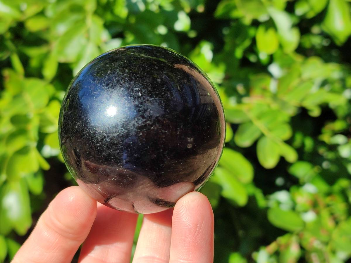 Polished Black Tourmaline Spheres x 2 From Madagascar - Toprock Gemstones and Minerals 