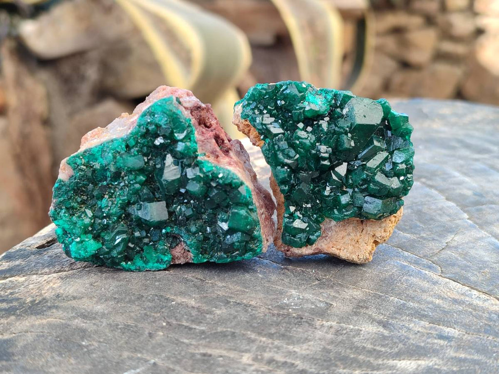 Natural Dioptase on Dolomite Matrix Specimens x 6 From Likasi, Congo - Toprock Gemstones and Minerals 