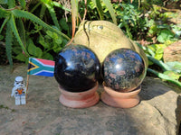 Polished Iolite Spheres x 2 From Ambatofinandrahana, Madagascar - Toprock Gemstones and Minerals 