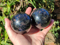 Polished Iolite Spheres x 2 From Ambatofinandrahana, Madagascar - Toprock Gemstones and Minerals 