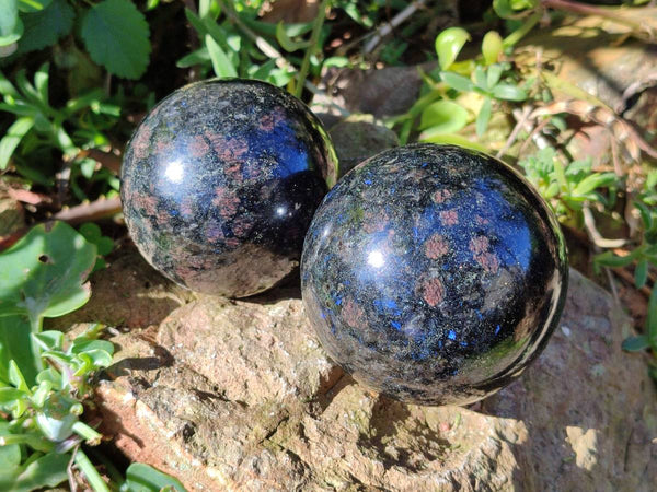 Polished Iolite Spheres x 2 From Ambatofinandrahana, Madagascar