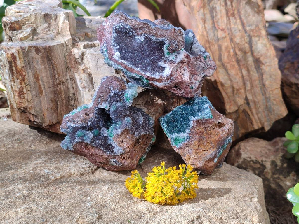 Natural Ball Malachite On Quartz Matrix Specimens x 3 From Kambove, Congo - Toprock Gemstones and Minerals 