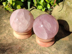 Polished Rose Quartz Spheres x 2 From Madagascar - Toprock Gemstones and Minerals 