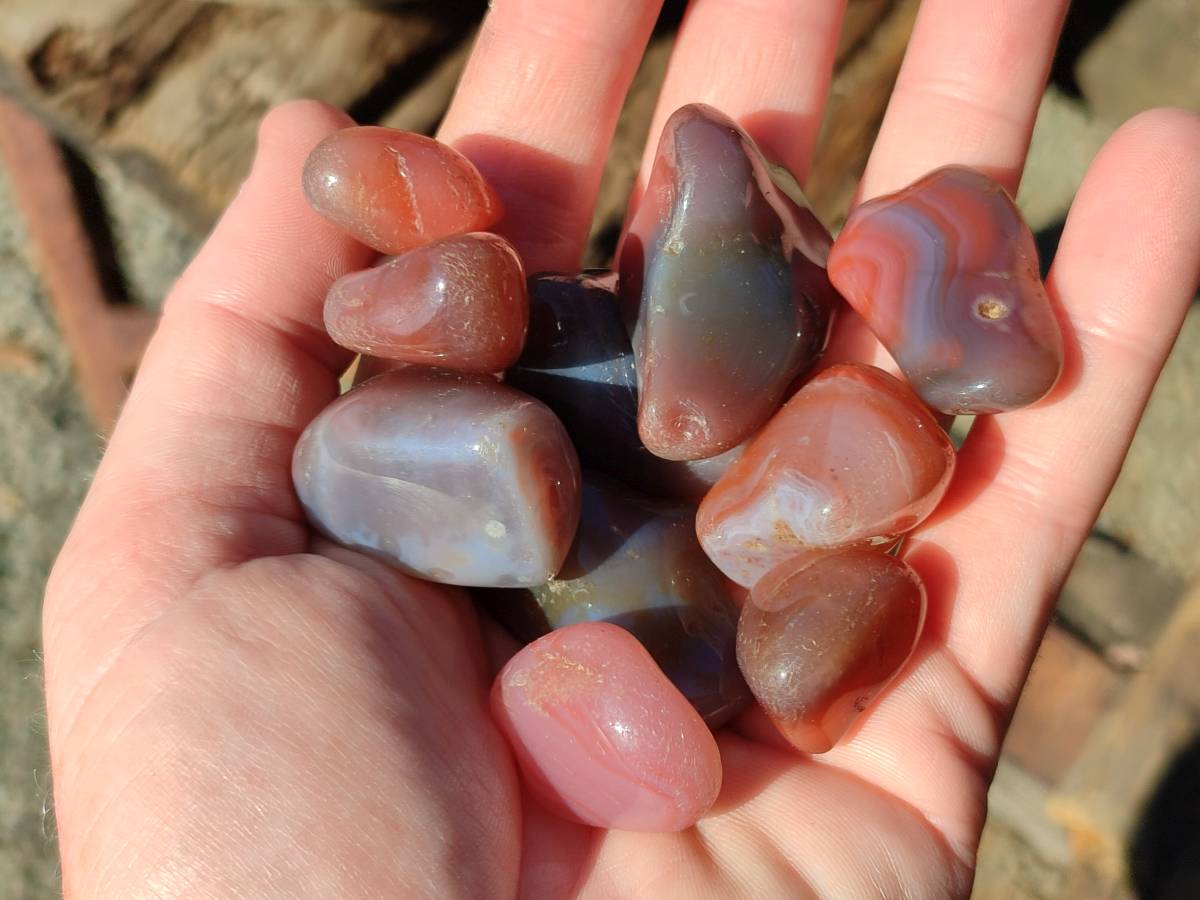 Polished Red Sashe River Agate Tumbled Stones - sold per 1 kg - From Zimbabwe - Toprock Gemstones and Minerals 