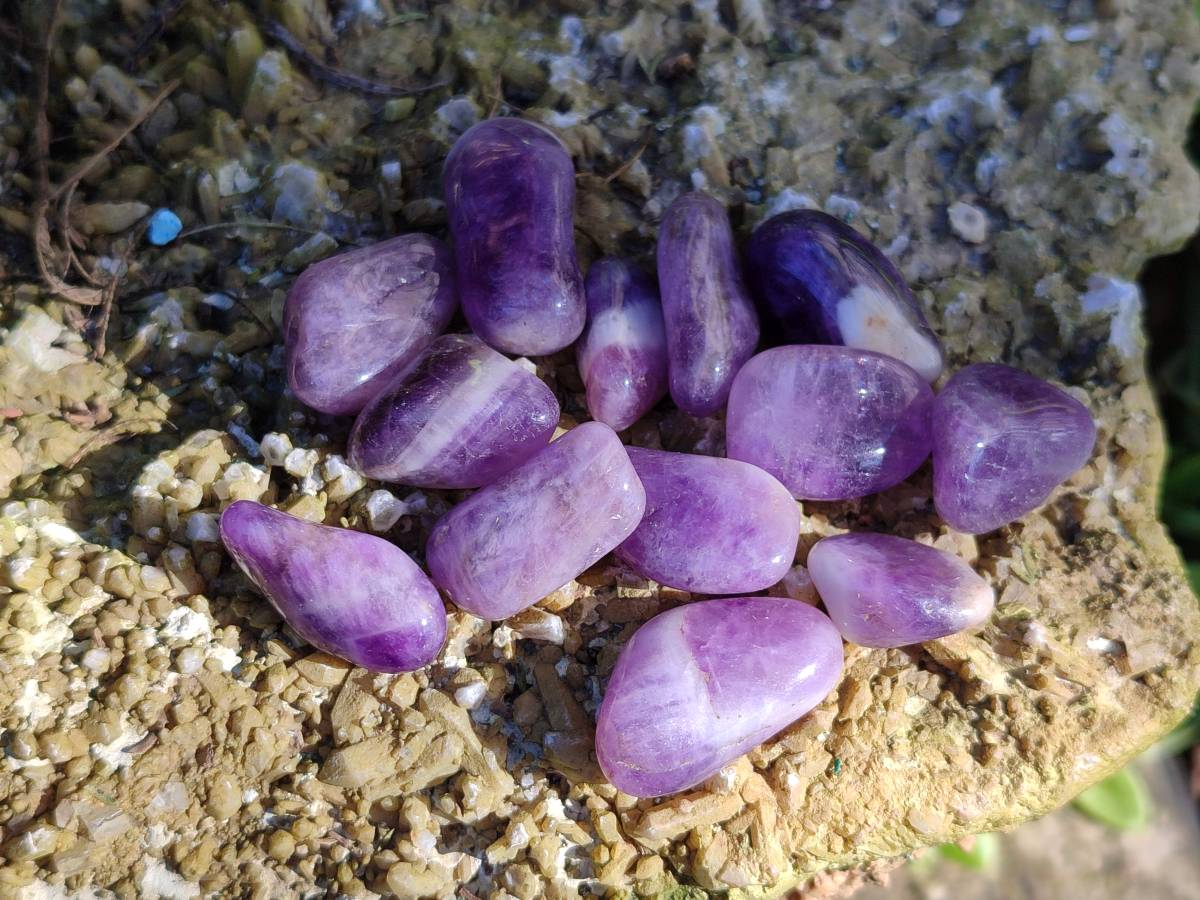 Polished Chevron Amethyst Tumble Stones - Sold per Kg - From Zambia - Toprock Gemstones and Minerals 