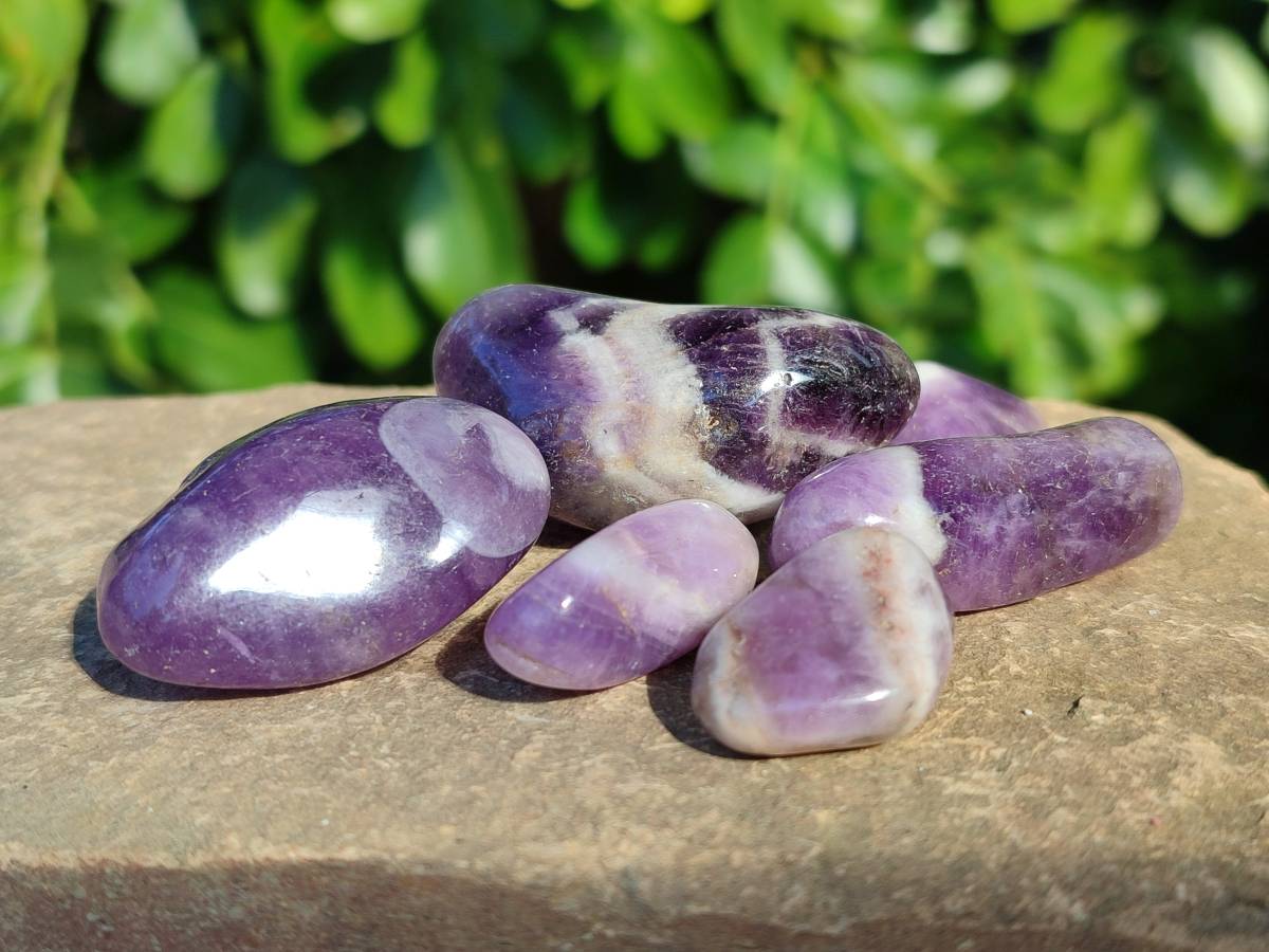 Polished Chevron Amethyst Tumble Stones - Sold per Kg - From Zambia - Toprock Gemstones and Minerals 