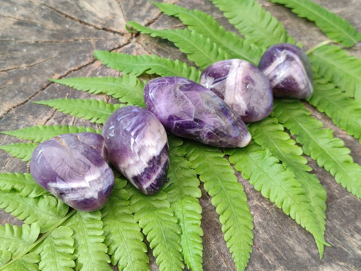 Polished Chevron Amethyst Tumble Stones - Sold per Kg - From Zambia - Toprock Gemstones and Minerals 