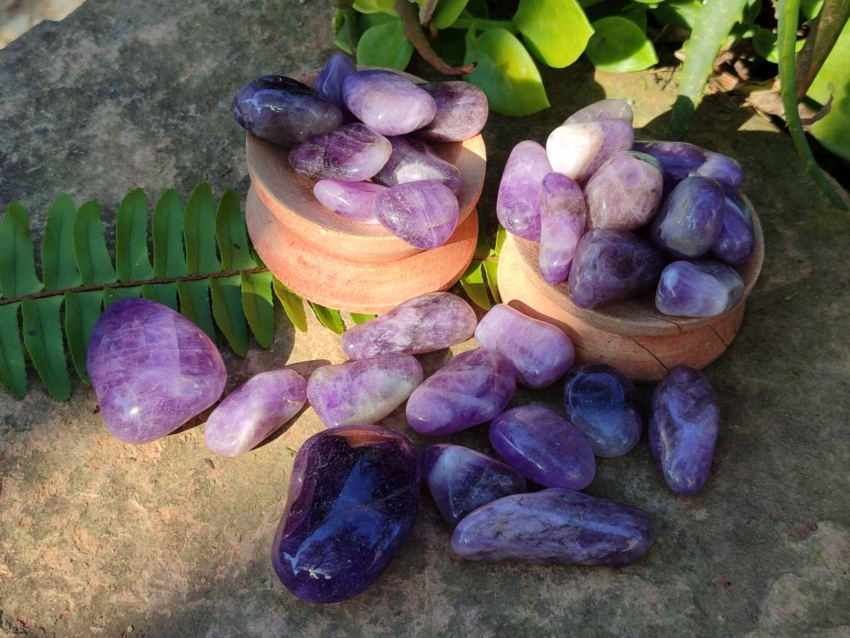 Polished Chevron Amethyst Tumble Stones - Sold per Kg - From Zambia - Toprock Gemstones and Minerals 