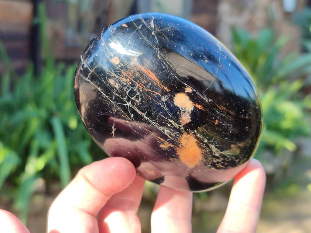 Polished Black Tourmaline Palm Stones x 6 From Madagascar - Toprock Gemstones and Minerals 