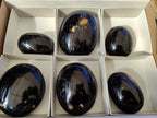 Polished Black Tourmaline Palm Stones x 6 From Madagascar - Toprock Gemstones and Minerals 