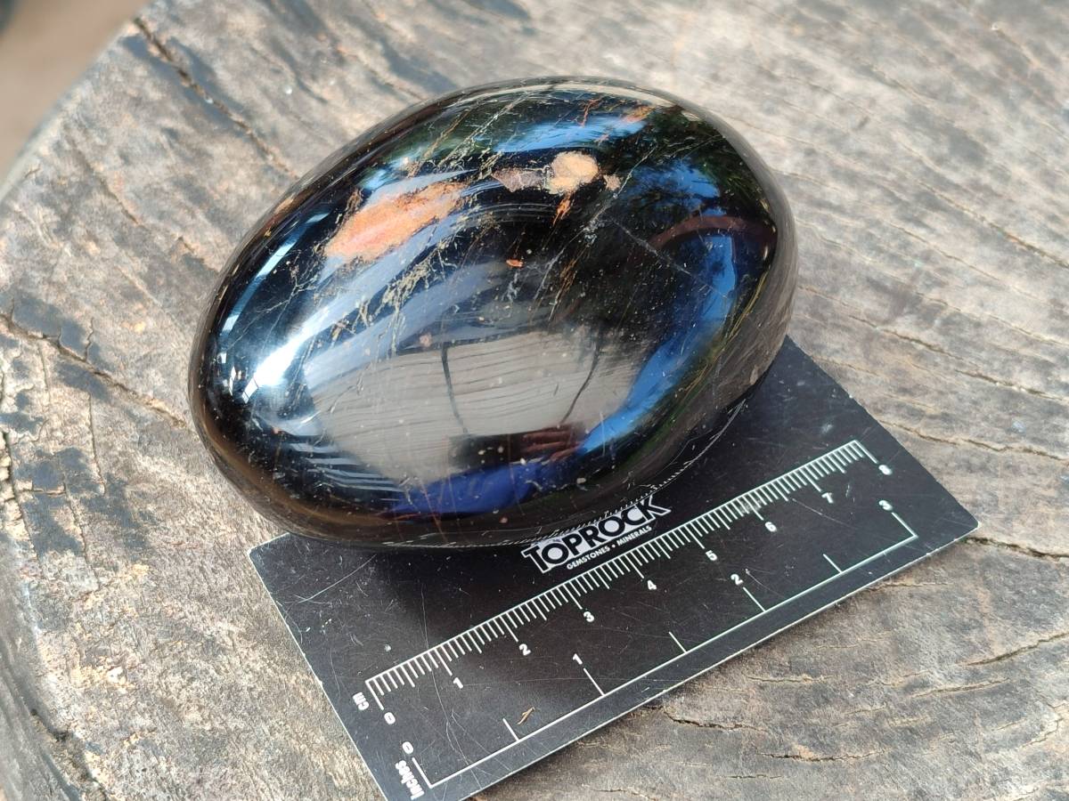 Polished Black Tourmaline Palm Stones x 6 From Madagascar - Toprock Gemstones and Minerals 