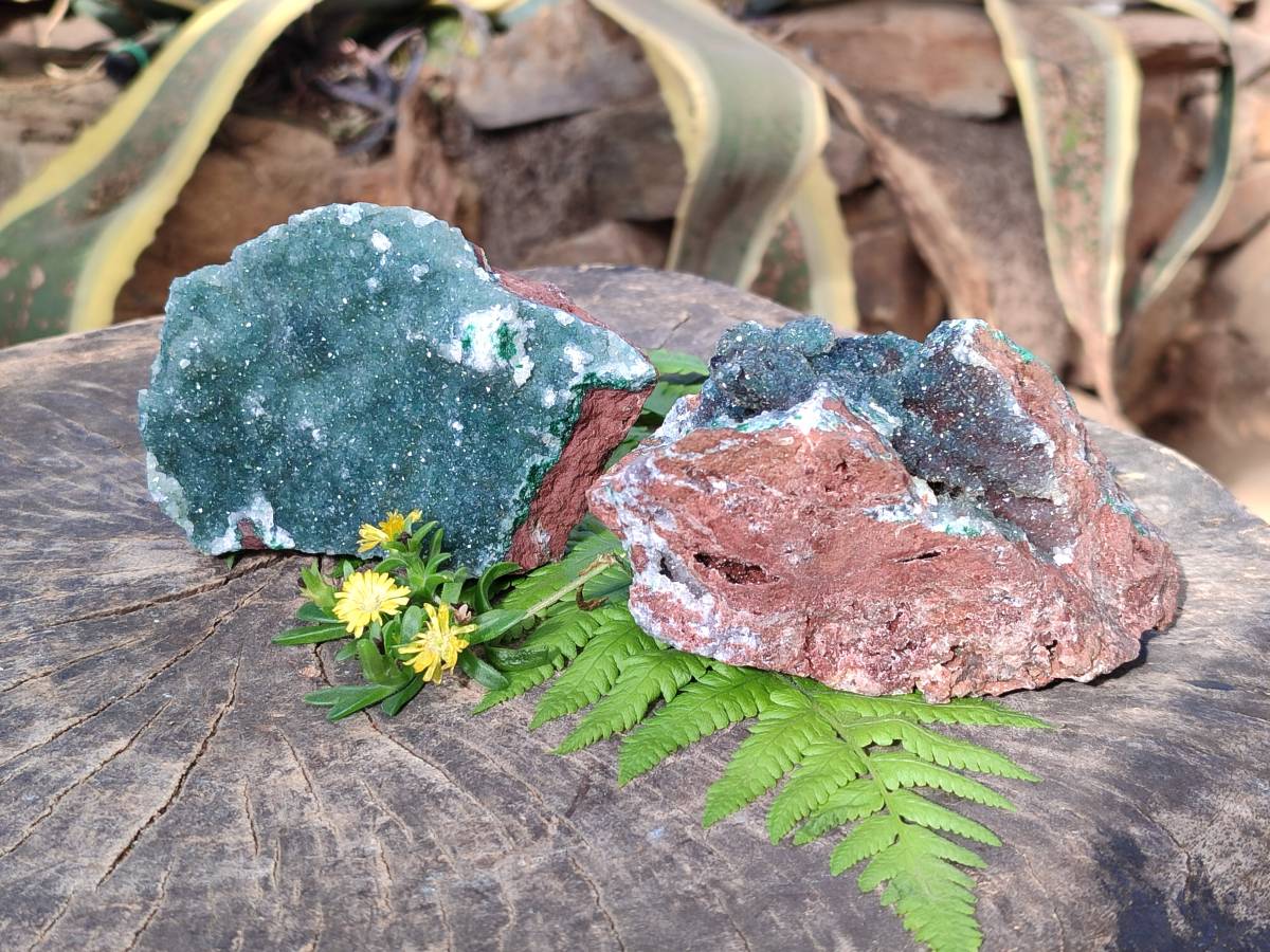 Natural Ball Malachite On Dolomite Matrix Specimens x 2 From Kambove, Congo - Toprock Gemstones and Minerals 