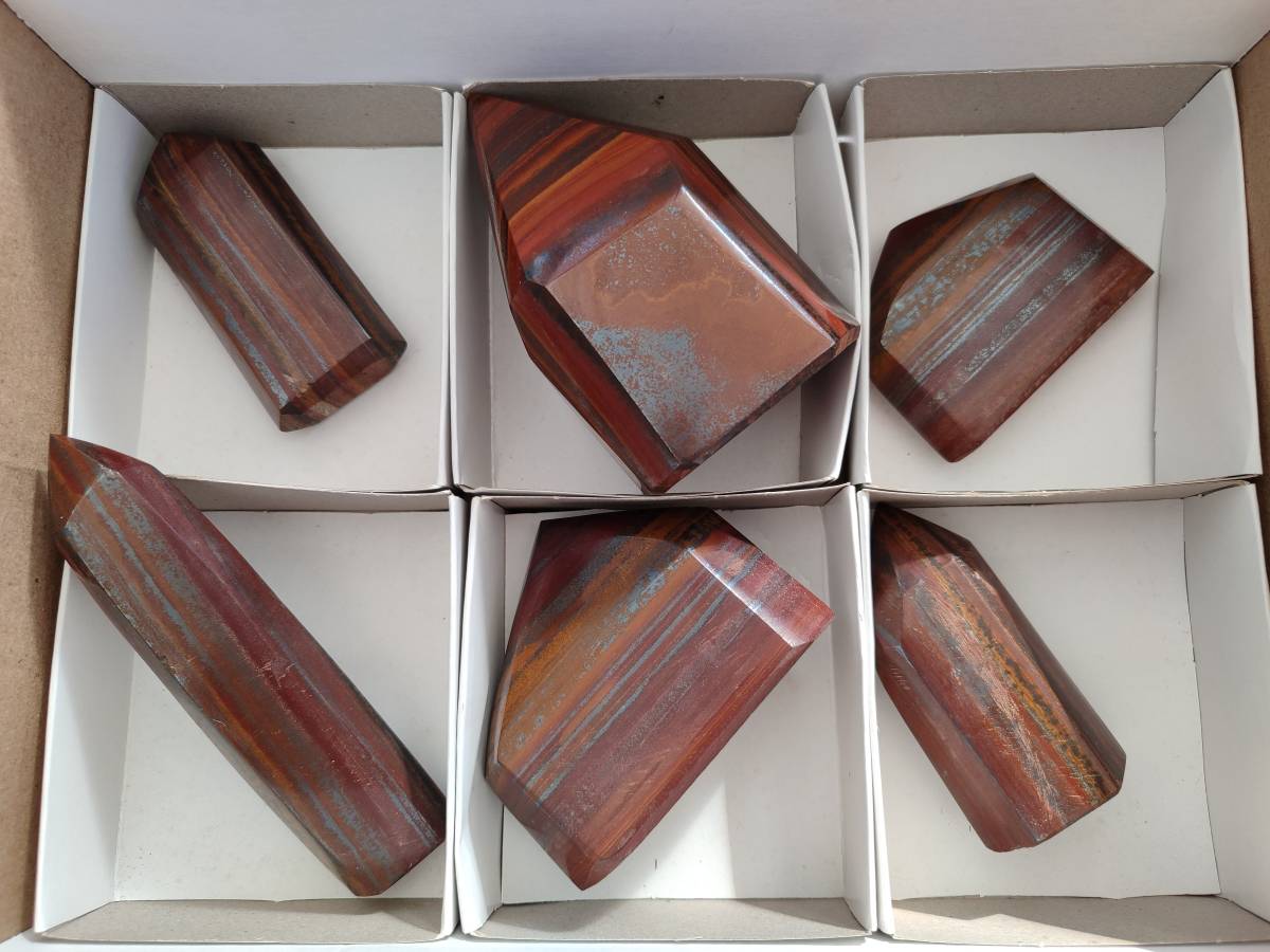 Polished Banded Tiger Iron Points x 6 From Northern Cape, South Africa - Toprock Gemstones and Minerals 