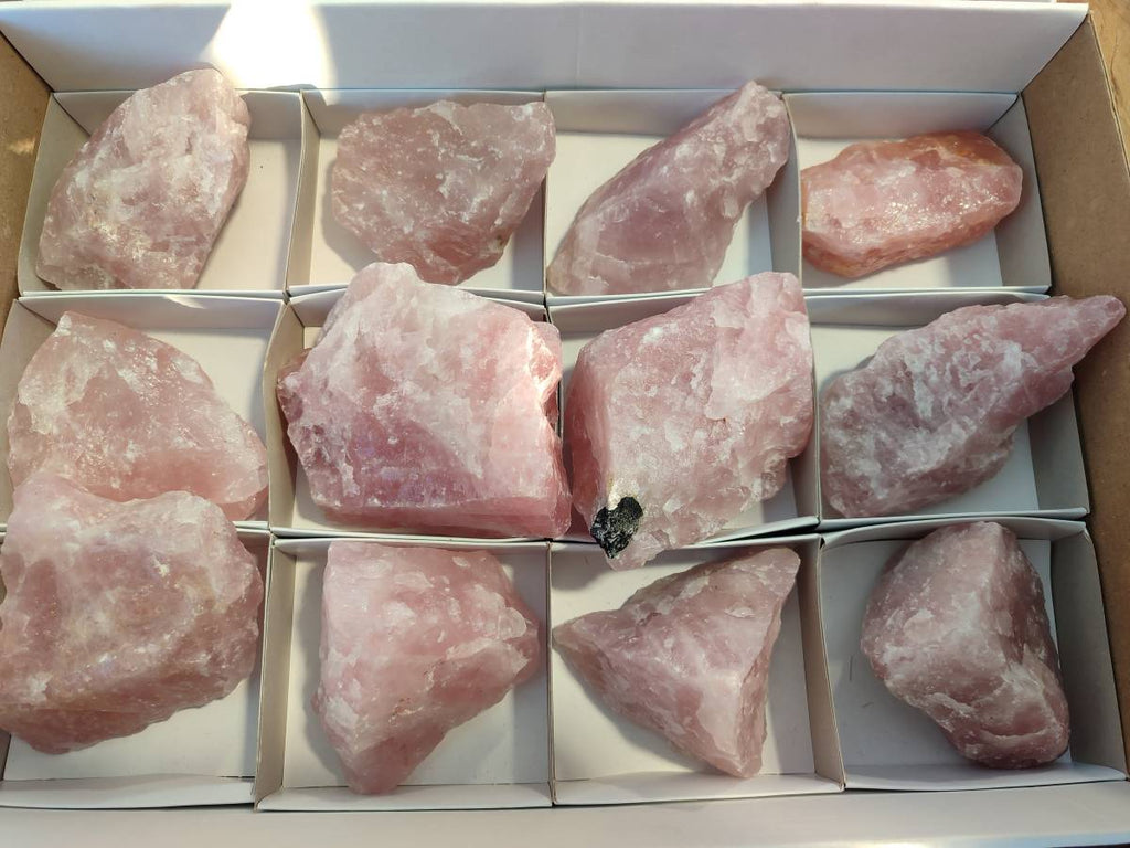 Natural Pink Rose Quartz Cobbed Specimens x 12 From North Cape, South Africa - Toprock Gemstones and Minerals 