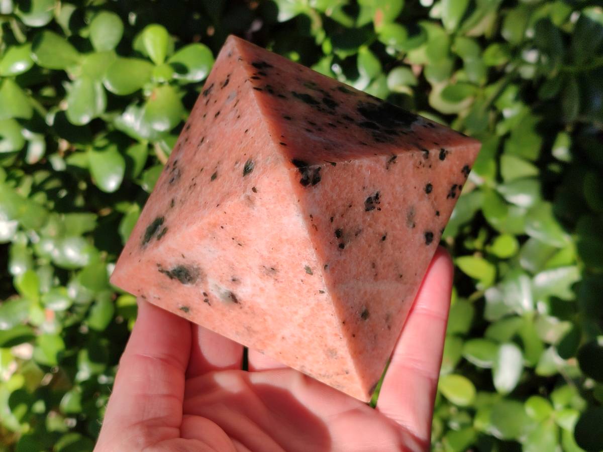 Polished Orange Calcite with Biotite Pyramids x 2 From Madagascar - Toprock Gemstones and Minerals 