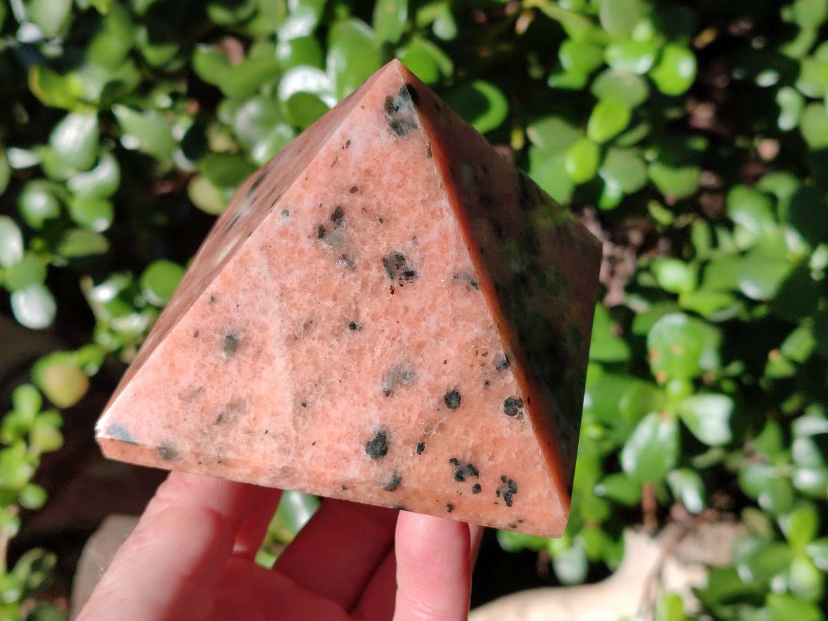 Polished Orange Calcite with Biotite Pyramids x 2 From Madagascar - Toprock Gemstones and Minerals 