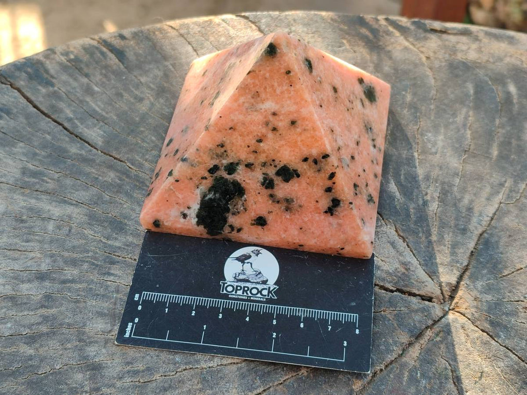 Polished Orange Calcite with Biotite Pyramids x 2 From Madagascar - Toprock Gemstones and Minerals 
