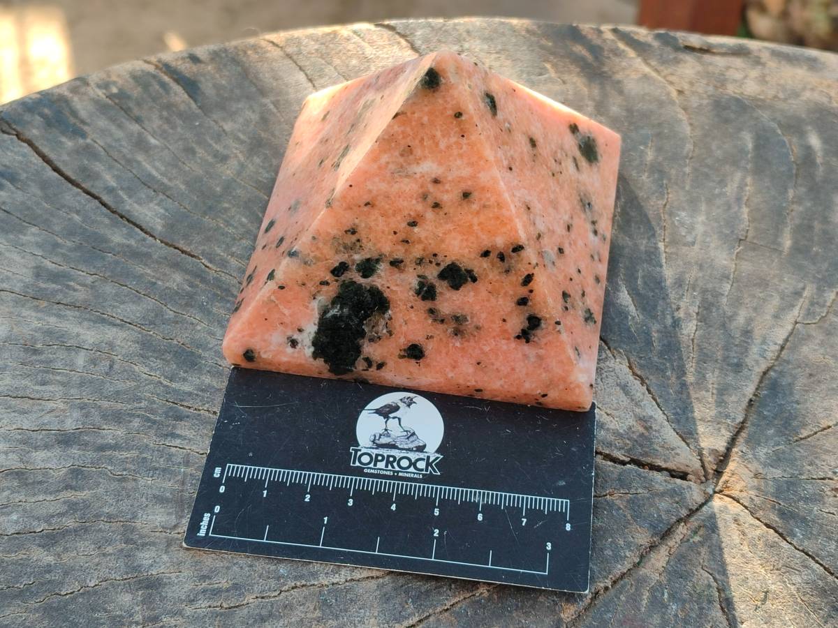 Polished Orange Calcite with Biotite Pyramids x 2 From Madagascar - Toprock Gemstones and Minerals 