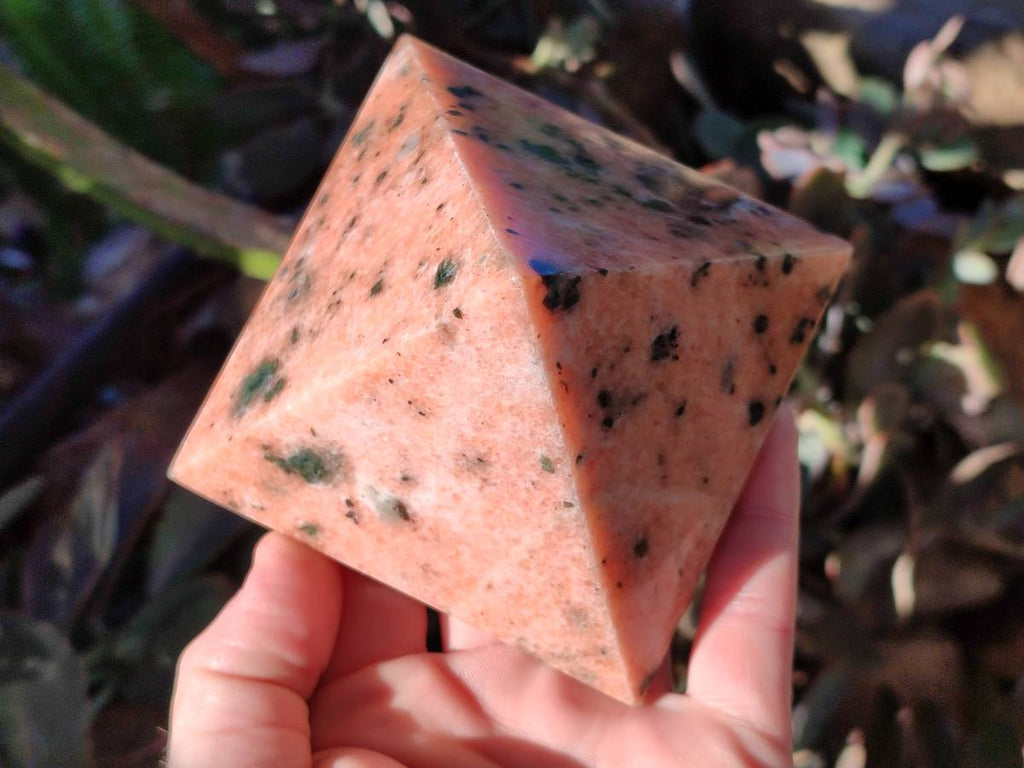Polished Orange Calcite with Biotite Pyramids x 2 From Madagascar - Toprock Gemstones and Minerals 