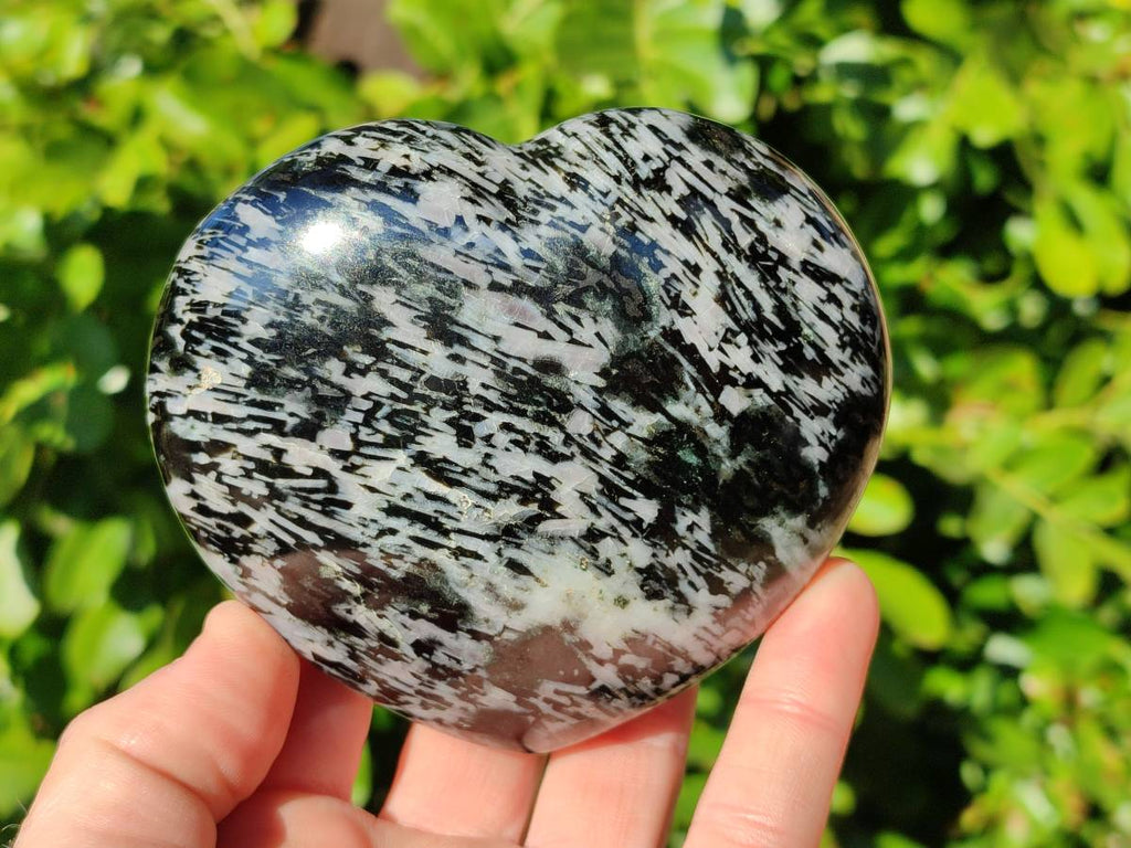 Polished Gabbro Merlinite Hearts x 2 From Ambatofinandrahana, Madagascar - Toprock Gemstones and Minerals 