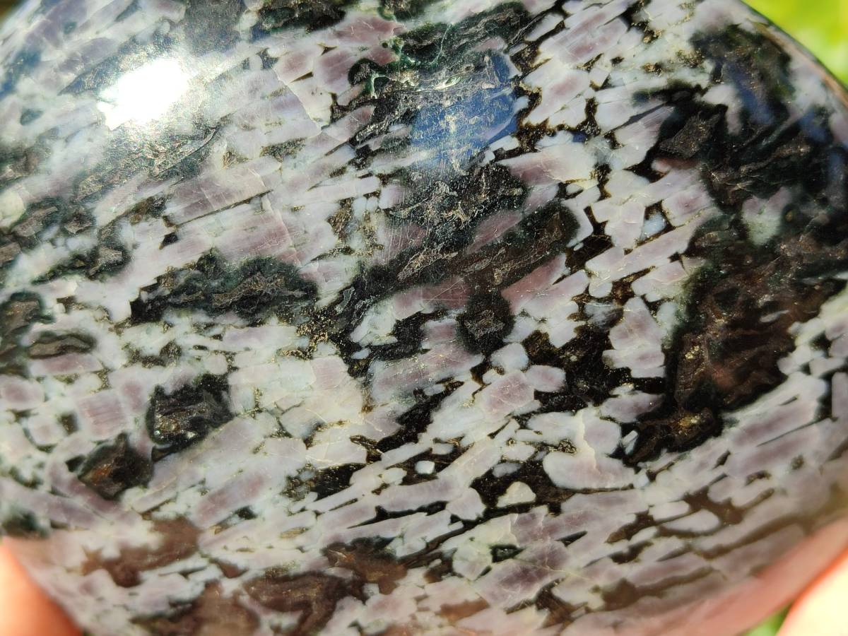 Polished Gabbro Merlinite Hearts x 2 From Ambatofinandrahana, Madagascar - Toprock Gemstones and Minerals 