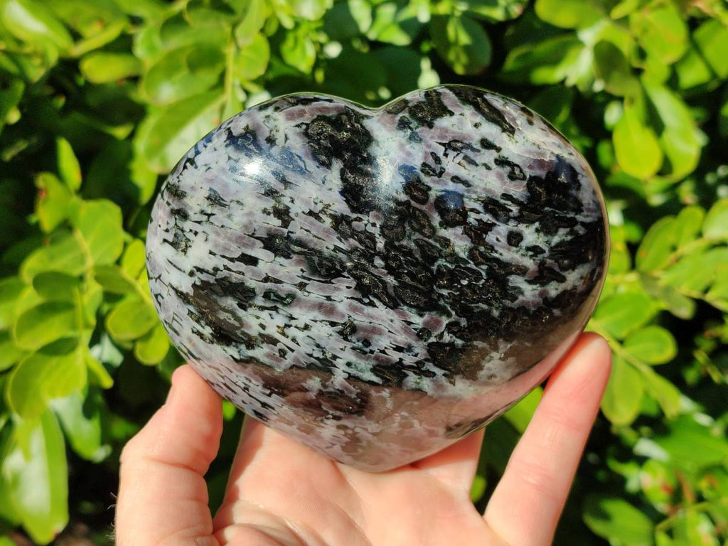 Polished Gabbro Merlinite Hearts x 2 From Ambatofinandrahana, Madagascar - Toprock Gemstones and Minerals 