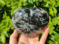 Polished Gabbro Merlinite Hearts x 2 From Ambatofinandrahana, Madagascar