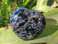 Polished Gabbro Merlinite Hearts x 2 From Ambatofinandrahana, Madagascar
