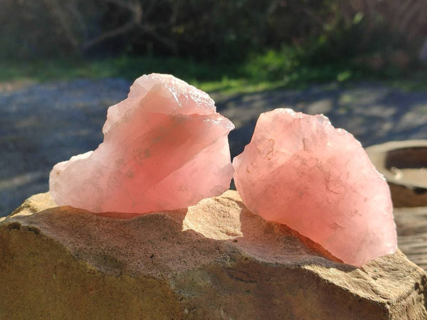 Natural Pink Rose Quartz Cobbed Specimens x 24 From North Cape, South Africa