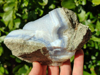 Natural Blue Lace Agate Geode Specimens x 4 From Nsanje, Malawi
