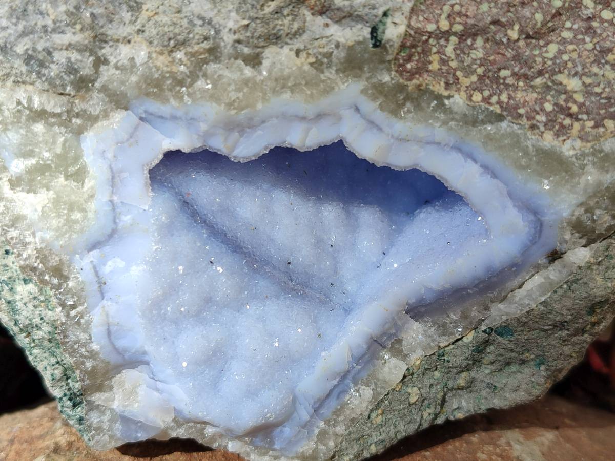 Natural Blue Lace Agate Geode Specimens x 4 From Nsanje, Malawi - Toprock Gemstones and Minerals 