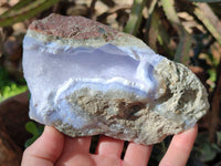 Natural Blue Lace Agate Geode Specimens x 4 From Nsanje, Malawi