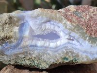 Natural Blue Lace Agate Geode Specimens x 4 From Nsanje, Malawi