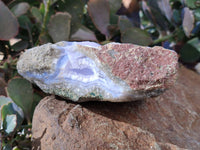 Natural Blue Lace Agate Geode Specimens x 4 From Nsanje, Malawi