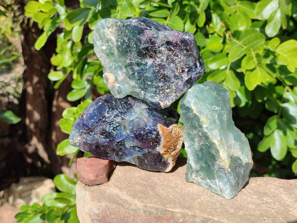 Natural Watermelon Fluorite Cobbed Specimens x 5 From Uis, Namibia - Toprock Gemstones and Minerals 