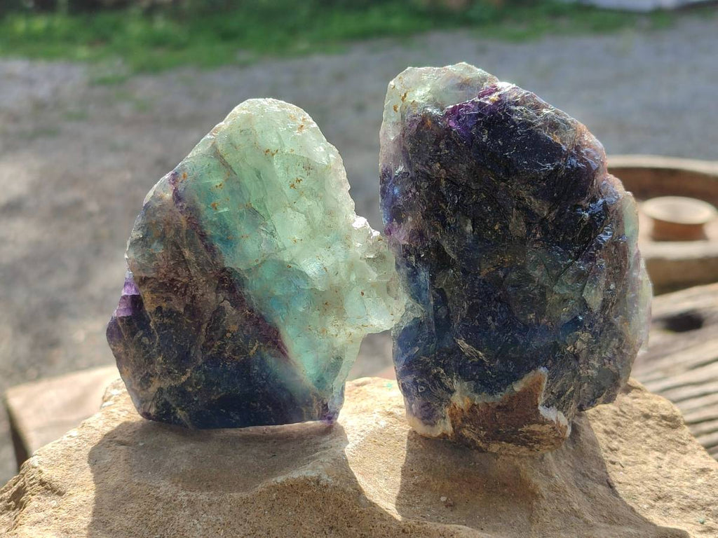 Natural Watermelon Fluorite Cobbed Specimens x 5 From Uis, Namibia - Toprock Gemstones and Minerals 
