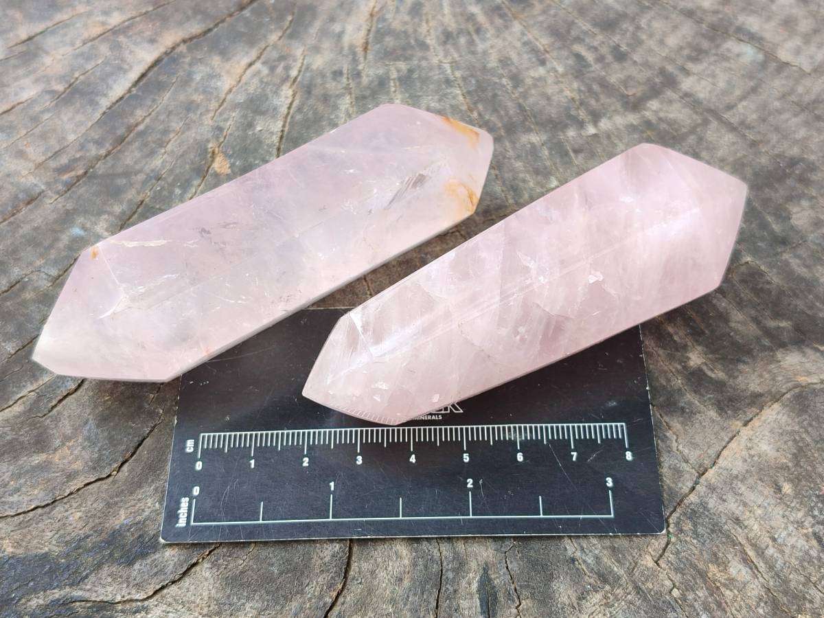 Polished Double Terminated Rose Quartz Points x 12 Madagascar - Toprock Gemstones and Minerals 