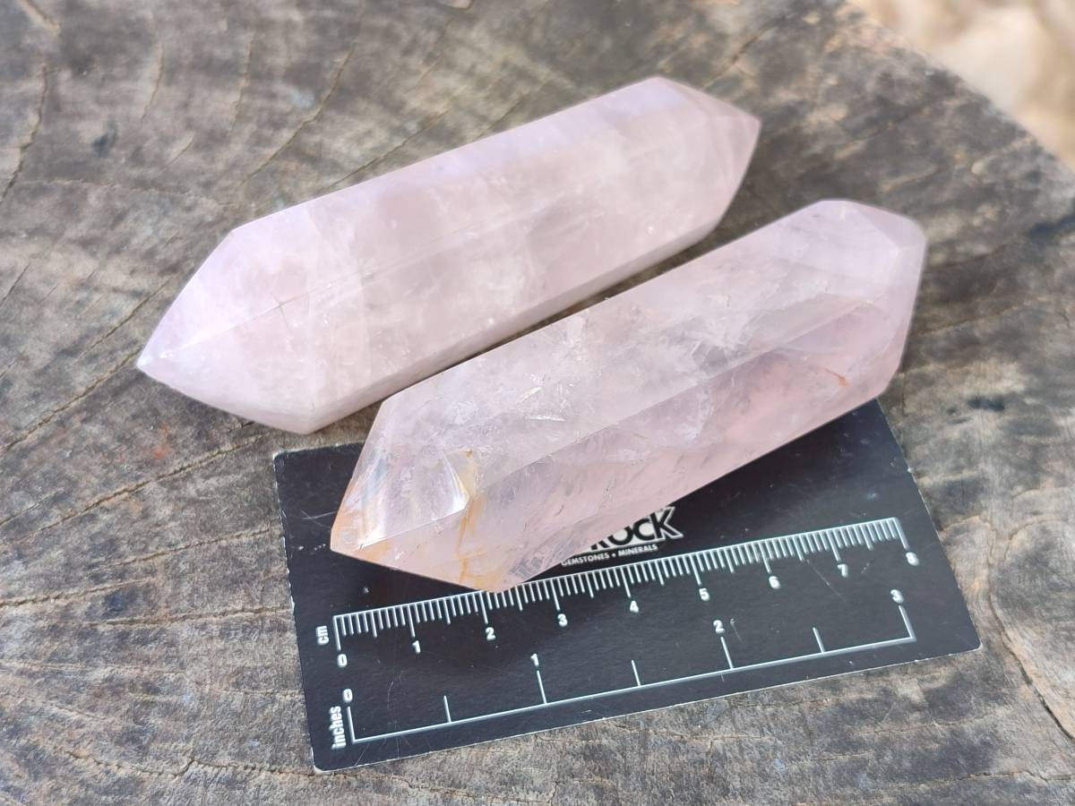Polished Double Terminated Rose Quartz Points x 12 Madagascar - Toprock Gemstones and Minerals 