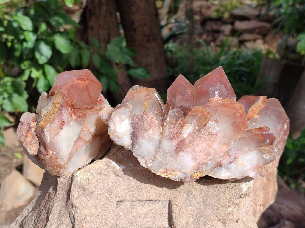 Natural Red Hematoid Quartz Clusters x 3 From Karoi, Zimbabwe - Toprock Gemstones and Minerals 